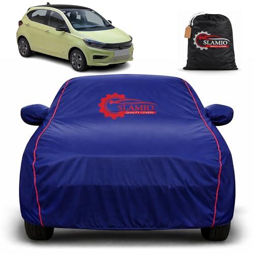 Image of Premium 100% Waterproof Car Cover for Tata Tiago EV 2022-2026 Models | All-Weather, UV & Dust Protection | Heavy-Duty 3-Layer Fabric | Custom Fit with Mirror & Antenna Pockets | Navy Blue