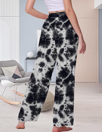 Image of Veseacky Women's Wide Leg Lounge Pants Yoga Pajamas Comfy Stretch Drawstring Pajamas Puls Size Dance Bottoms S-4XL