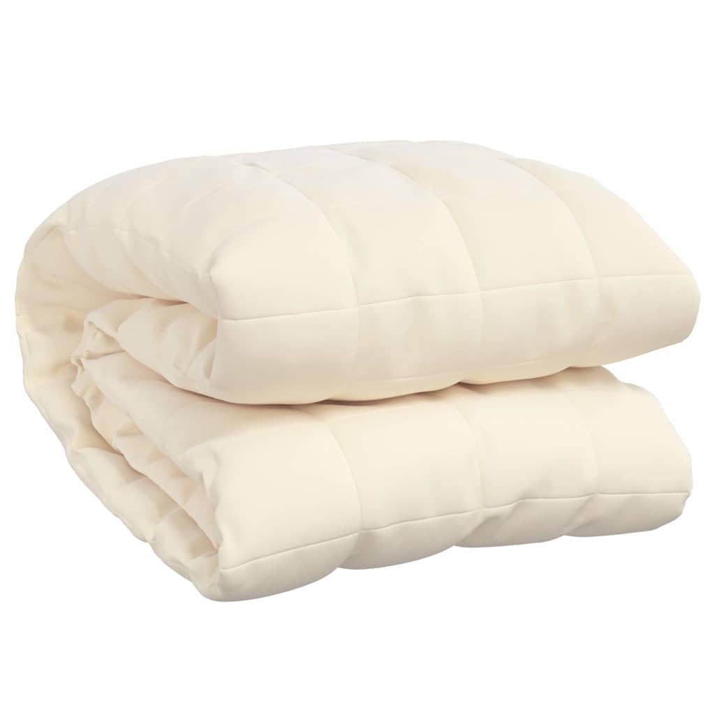 Vidaxl White Light Cream Weighted Blanket, 7Kg, Breathable Brushed Polyester Microfiber Fabric, Filling, Even Weight Distribution, 150X200 Cm