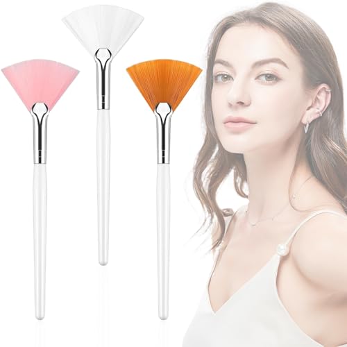 JEYORZY 3 Pinceles para Mascarilla, Cepillos de Máscara de Abanico, Brocha para Mascarilla Facial, para Pelar Maquillaje de Mascarilla, Cepillos Aplicadores Facialesl para Crema de Mascarilla de Barro