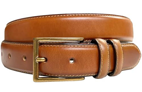 HJ-10 Men's Oil-Tanned Genuine Leather Dress Classic Belt 1-1/8