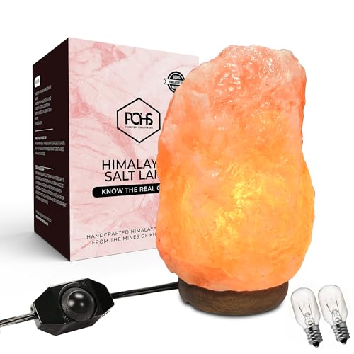 10-12 Inches Tall- Extra Large,11-15 lbs, 100% Authentic Natural Himalayan Pink Salt Lamp, Hand Crafted Wooden Base, Bulb Replacement Included