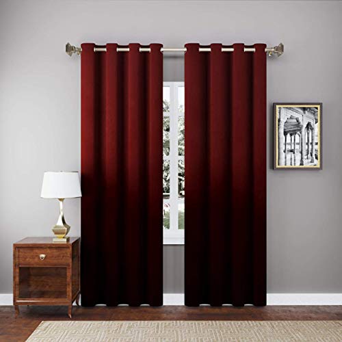 Image of High Sofa Quality Velvet Solid Grommet Room Darkening Eyelet Door Curtains for Living Room (7 Feet, Maroon) - Set of 2 Pieces