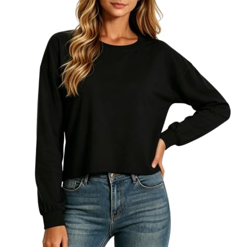 T-shirt à manches longues pour femme hiver col rond basique