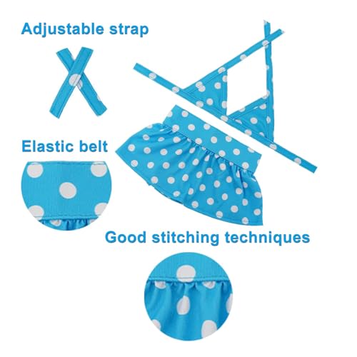 Image of Dog Bikini Swimsuit Summer Puppy Bathing Dress Beach Clothes Cat Costume for Puppy Dog Cat (XS, Blue Polka dots)