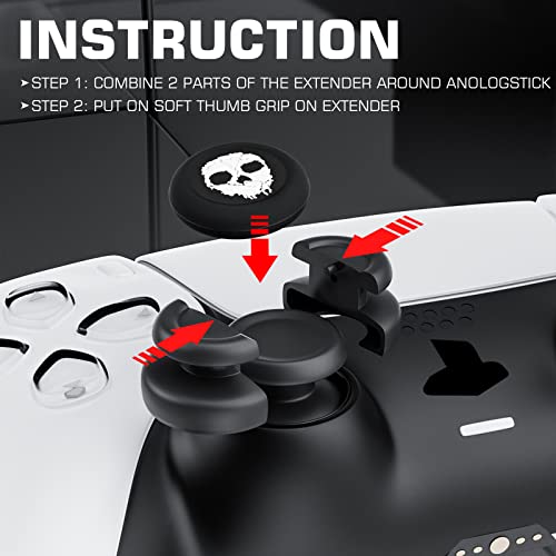 Image of PlayRealm NO FALLING OFF Thumbstick Extender & Silicone Grip Cover 2 Sets for PS5 & PS4 Controller (Ghost White)