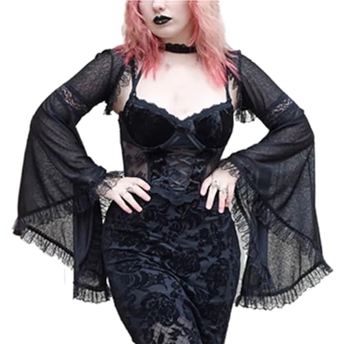 Image of TOMETO STAR Bolero Shrug Tops for Women Goth Flare Sleeve Shrugs