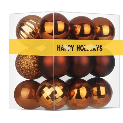 Bronze 2.5" Christmas Balls Christmas Tree Decoration Ornaments Shatterproof Hanging Balls for Birthday Halloween Holiday Wedding Decorations Set of 18pcs