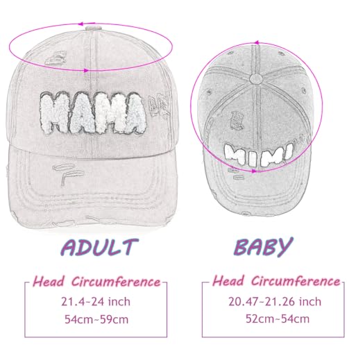 2 Piece Mama and Mini Baseball Caps, Adjustable Parent-Child Hat Set, Fun Designs Kids Hat3