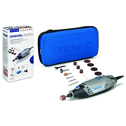 Dremel 3000 - Multiherramienta 130 W, kit con 15 accesorios y estuche, velocidad variable 10.000 - 33.000 rpm para tallar, grabar, fresar, amolar, limpiar, pulir, cortar y lijar (Versión Español)