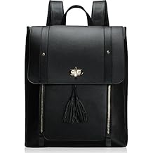 ESTARER Upgraded Version Women PU Leather Backpack 15.6 Inch Laptop Backpack Vintage College Rucksack Bag Black