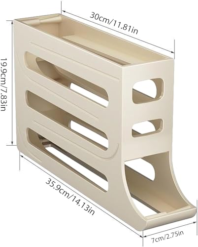 Porta-Ovos Dispenser de Ovos Rolante 4 Andares Container Armazenamento Alimentos Organizador para Geladeira Economizar E