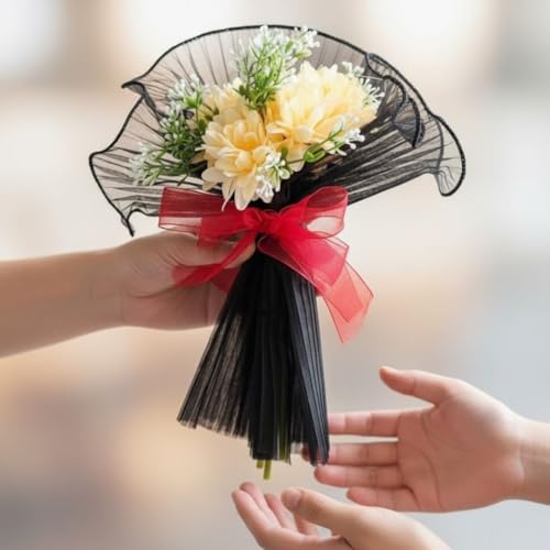 Image of SATYAM KRAFT 1 Pcs Artificial Flower Bouquet for Him Her | Romantic Decor for Valentine, Anniversary, Wedding, Birthday | Home, Table Office Decoration (Black Floral Bouquet)