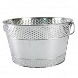 Bemonew Cubos para Bebidas para Fiestas, Tina Galvanizada de 8 L de Grosor, Tina para Bebidas Resistente al óxido con Asas Dobles para Fiestas en Interiores y Exteriores, Plateado