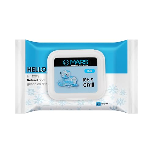 Image of MARS Refreshing Wet Wipes for Face| Facial Cleansing | Refreshing & Skin Hydration| Soothing for skin | pH Balance & Alcohol Free | Nourishing with Fruit extract | 25 Wipes (Ice)