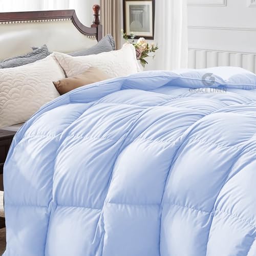 Image of Restful Sleep All Weather Comforter King Size - Dohar /Rajai /Blanket /Duvet -250 GSM Quilt Soft Microfiber Fill King Size (92 inchX106 inch) - Sky Blue Color