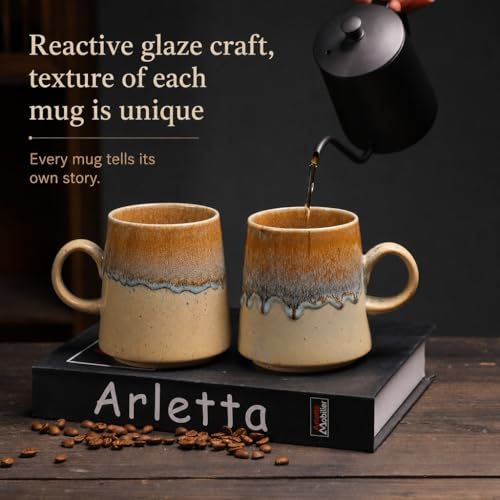 Taza de cerámica artesanal estilo japonés de 15oz miniatura 4