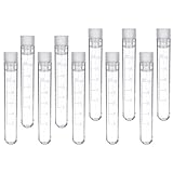 IOBIDDYS 50 piezas Unidades Tubos de Ensayo de Plástico Tapón de Rosca Resistentes Bajas Temperaturas Transparentes y Graduados para Laboratorio de Química y Experimentos Científicos