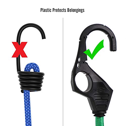 Xstrap Standard Heavy Duty Bungee Cords 10Pk 32-Inch Bungee Cords With Finger-Hole Hooks, Ideal For Outdoor, Tarp Covers, Tents, Luggage Rack (Green) #TOP4