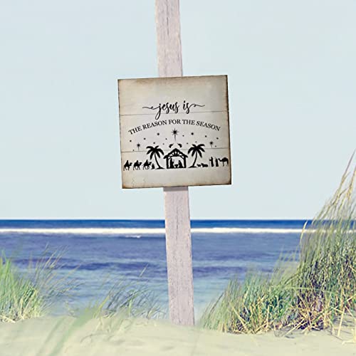 Plaque vintage Jésus décoration bois 30,5 cm