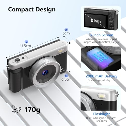 Image of 4K Digital Camera for Photography, 75MP Vlogging Cameras with Flip Screen