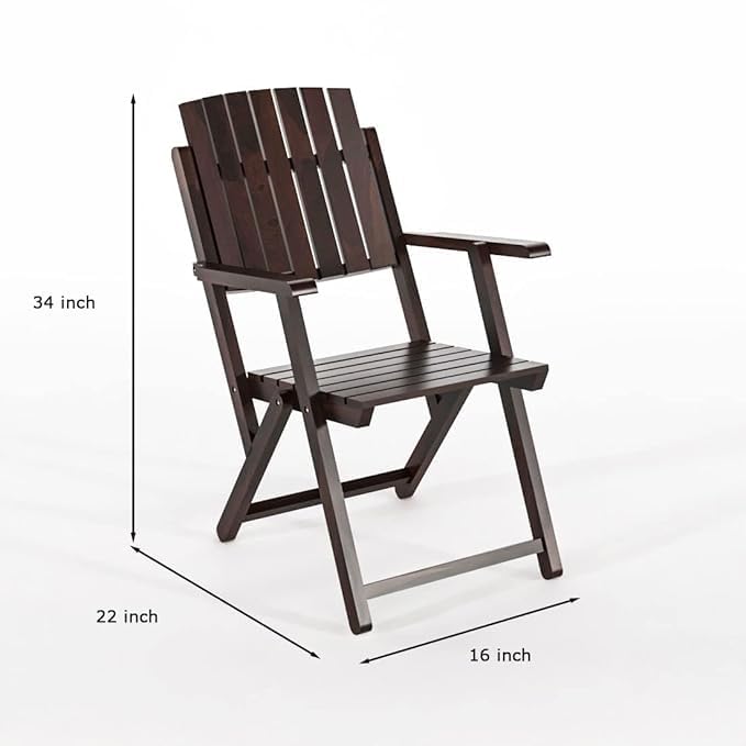 Image of WELL KNOWN Wooden Folding Chair | Portable Foldable Armchair for Balcony, Patio, Living & Drawing Room | Sheesham Wood, Honey Finish (Teak Nature)