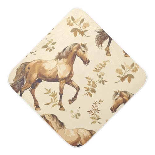 PaChyLuu Vintage Horses Baby Hooded Towel Soft Cotton Baby Towels Ultra Absorbent Bath Towel for Babies Boys Girls, 35x35 Inch