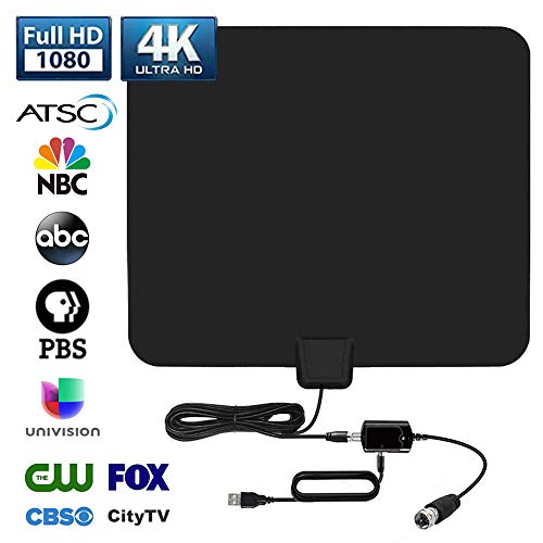 Indoor Digital TV Antenna 120+ Miles Long Range with Amplifier Signal Booster Support