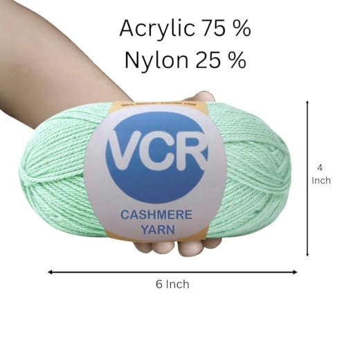 Image of VCR Light Blue Cashmere Knitting Yarn, 100 Grams Hank, 265 Meters Length, Acrylic 75% and Nylon 25%, Soft Crosia Thread for Crochet and Knitting, Suitable for Sweaters, Pullovers and Jackets