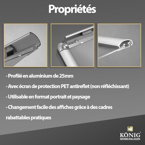 Cadre interchangeable A2 à coins arrondis pour affiche de salon ou bureau - 6