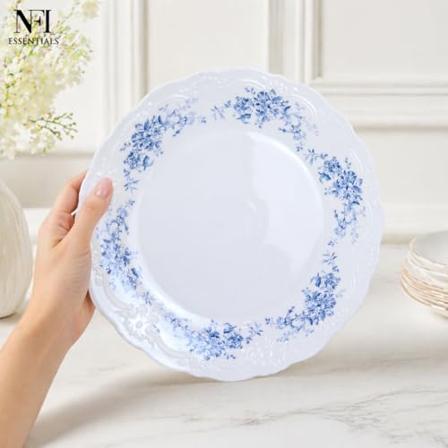 Image of NFI essentials 10 Inch Premium Ceramic Dinner Plate, Serving Plate for Main Course, Pasta, Rice, Salad & Meals, Dishwasher Safe Kitchen Dinner Plate