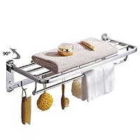 Towel Rail 2-Tier Bath Towel Rack SUS 304 Stainless Steel Towel Shelves with Hooks£Wall Mounted Towel Holder Towel Bar for Kitchen Bathroom