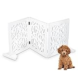 STABILE HUNDE-BARRIERE - Das Welpenschutzgitter besteht aus hochwertigen Materialien, die für stabile Verbindungen sorgen, während Stützfüße einen sicheren Stand gewährleisten. Glatte Oberfläche mit schadstofffreier Lackierung zur einfachen Reinigung mit einem feuchten Tuch.
