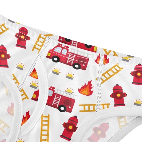 Boys' Underwear Cotton Little Boys Fire Truck Briefs Soft Toddler Underwear 2T-8Y4