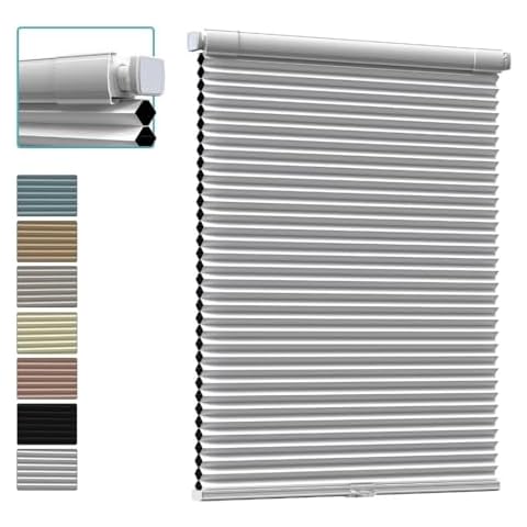 Myshade No Drill Blackout Shades Tension Cordless Cellular Blinds for Indoor Windows No Drilling No Tools Window Blinds & Shades Pull Down Room Darkening for Kitchen Bedroom Home White 71W*48H Cover