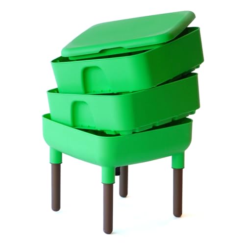 Image of FCMP Outdoor - The Essential Living Composter, 2-Tray Worm Vermicomposter Bin (HF-LC4000v2-GRN) Green