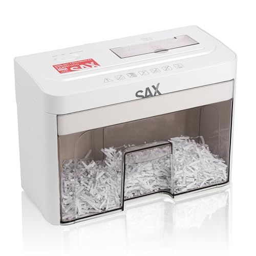 Sax Aktenvernichter Bruno Partikelschnitt 3x18mm Schreddert Papier CDs & Karten 220mm Zuführungsöffnung 2 Blatt A4 Kapazität 3 5L Behälter Leise bis 70dB Ideal für Büro & Home-Office