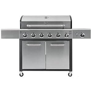 Kenmore PG-A40611S0L 6 Burner Cabinet Style Propane Gas BBQ Grill with Side Burner, 73000 Total BTU, Stainless Steel