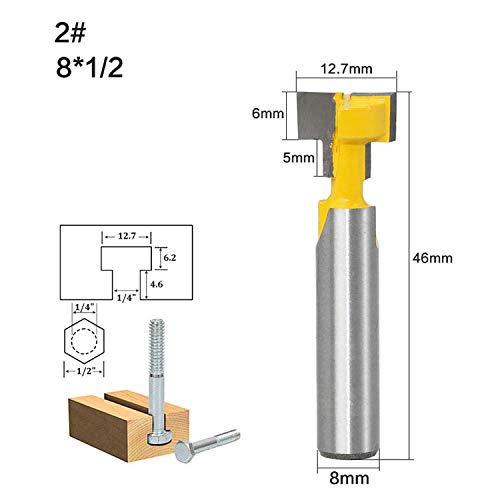 Gasea - Set di 2 frese a T da 8 mm, per