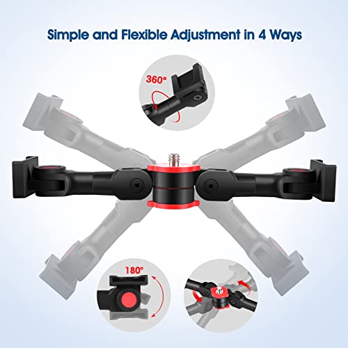 Image of ChromLives Mount Bracket with Phone Clip, Rotatable Dual Cold Shoe Extension Bracket Hot Shoe Mount Adapter for Led Light /Microphone