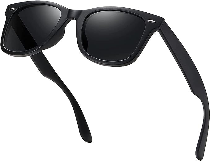 Polarized Sunglasses Men and Women Retro Classic Square Frame (Black)-image-46