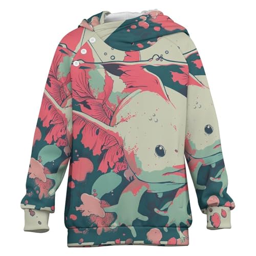Kawaii AxolotlChildren's Raglan Sleeve Hoodie, Suitable for