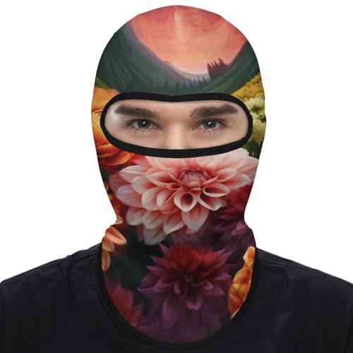 Balaclava para hombre con diseño de flores coloridas, máscara para esquí, protección facial para ciclismo en invierno miniatura 7
