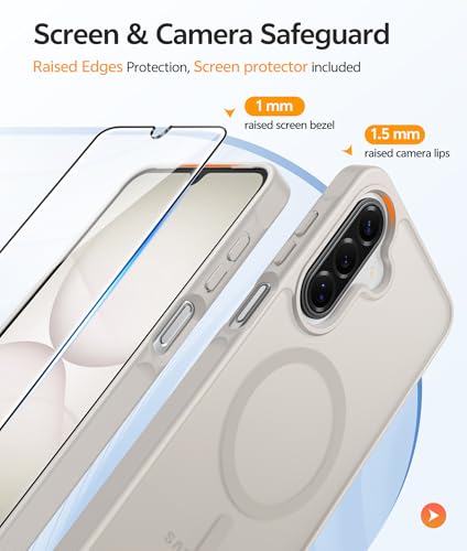 Image of FNTCASE for Galaxy A17 /A16 5G Phone Case: for Samsung A17 Cases [Compatible with Magsafe] [Screen Protector] Matte Translucent Military Grade Protection for Samsung A 17 & A 16 4G Cover - Off White