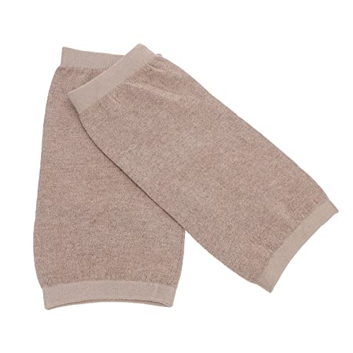 DEARMAMY 2pcs Cashmere Sleeves for Sports Elastic Weave Support Warm Kneecap Light Tan Ergonomic Design for Running Hiking Basketball Football