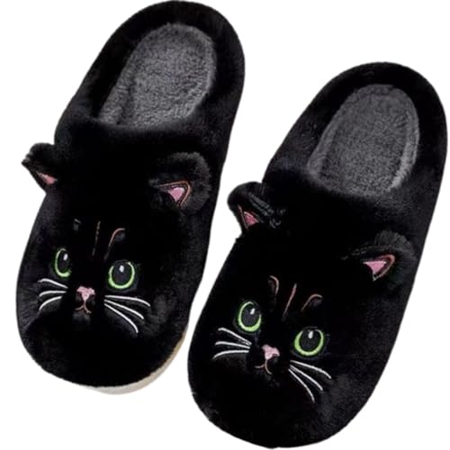 Cat Slippers for Womens Mens Winter Indoor Outdoor Plush Animal Slippers Fluffy Cozy Warm Memory Foam Bedroom Garden Home Couple Shoes