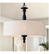 Tescruant Modern 4-Lights Drum Chandelier Mid Century Modern 17.3" Drum Linen Chandelier Vintage ...