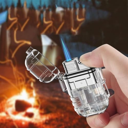 Encendedor a chorro con ventana de gas transparente y llama ajustable miniatura 2