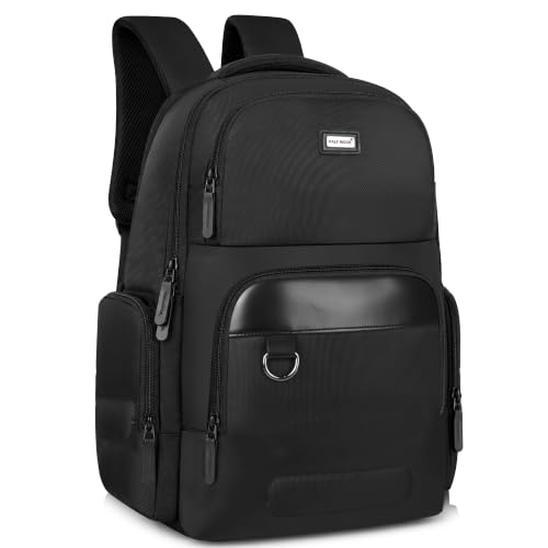 Image of Half Moon Premium 1680D Laptop Backpack | Fits 17 inch Laptop | Anti-Theft Pocket, Trolley Sleeve, 360 Protection | 8 Compartments Office & Travel Bag for Men & Women (Black)