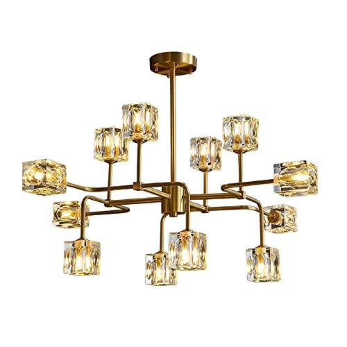 Suspension contemporaine en cuivre et cristal pur d'une élégance rare